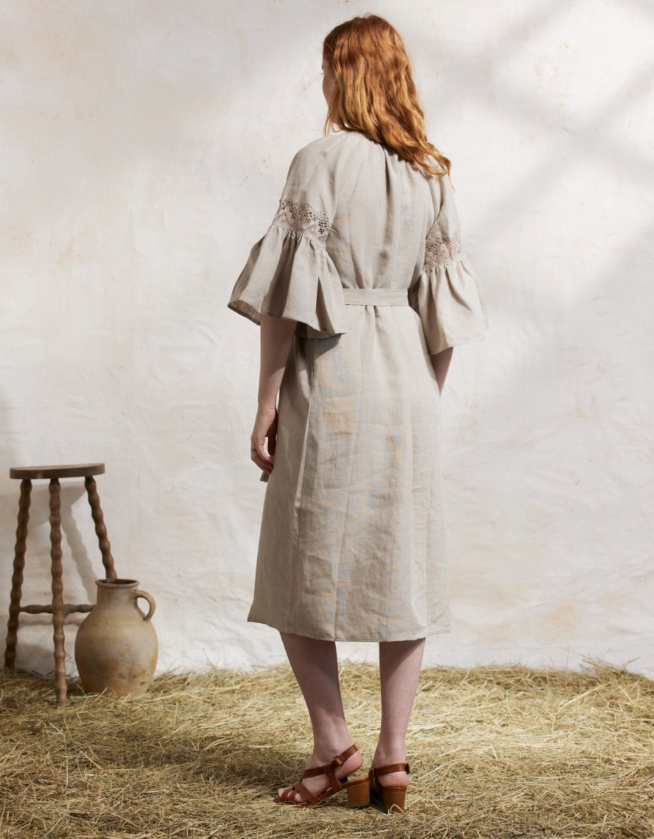 deep red linen dress ROVE Linen Summer Dress
