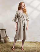 Robe 'Svetlana' en lin naturel et dentelle de lin