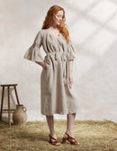 Robe 'Svetlana' en lin naturel et dentelle de lin