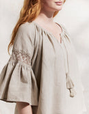 Haut 'Svetlana' en lin naturel et dentelle de lin