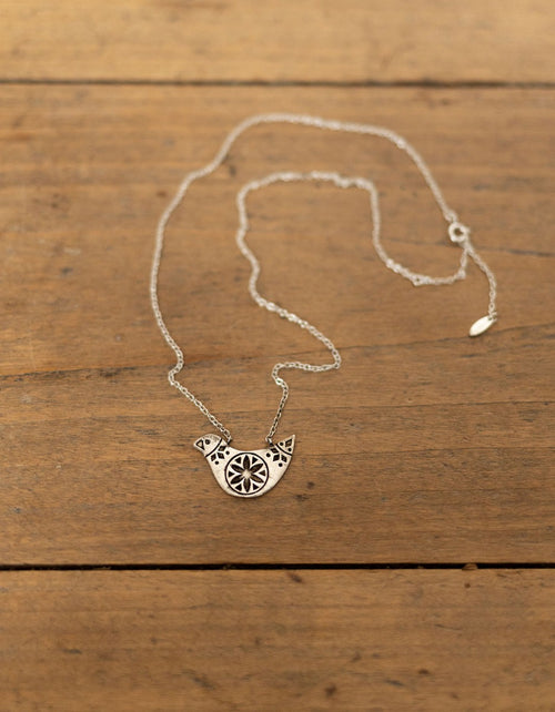 'Svyra' Lituanian bird pendant with chain sterling silver