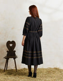 Robe croisée 'Tabea' noire avec fleurs rouges