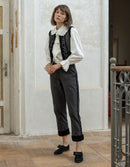 Pantalon 'Tanya' charbon et velours
