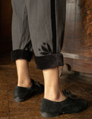 Pantalon 'Tanya' charbon et velours