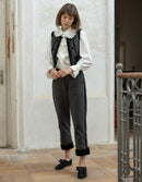 Pantalon 'Tanya' charbon et velours