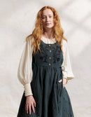 Robe chasuble 'Tara' brodée en lin turquoise