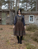 Robe 'Tilda' en lin marron brodé tulipes bleues
