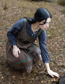 Robe 'Tilda' en lin marron brodé tulipes bleues