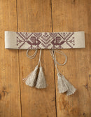 "Valeska" embroidered linen belt burgundy
