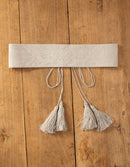 "Valeska" embroidered linen belt white