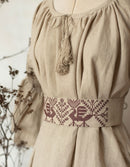"Valeska" embroidered linen belt burgundy