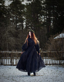 "Velga" embroidered maxi skirt black