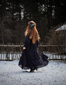 "Velga" embroidered maxi skirt black