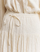 Jupe longue 'Velga' en cotton brodé crème
