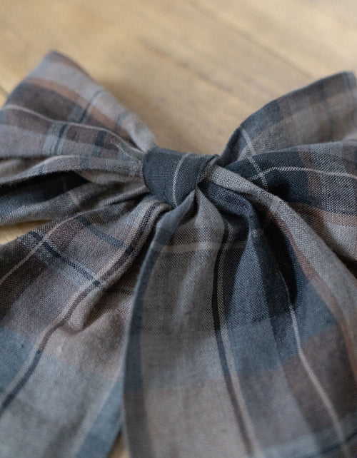 "Vera" brown tartan hair clip bow