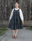 "Vera" green tartan linen jumper dress