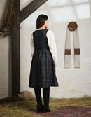 "Vera" green tartan linen jumper dress