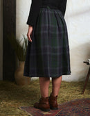 "Vera" green tartan linen skirt