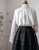 "Vera" green tartan linen skirt