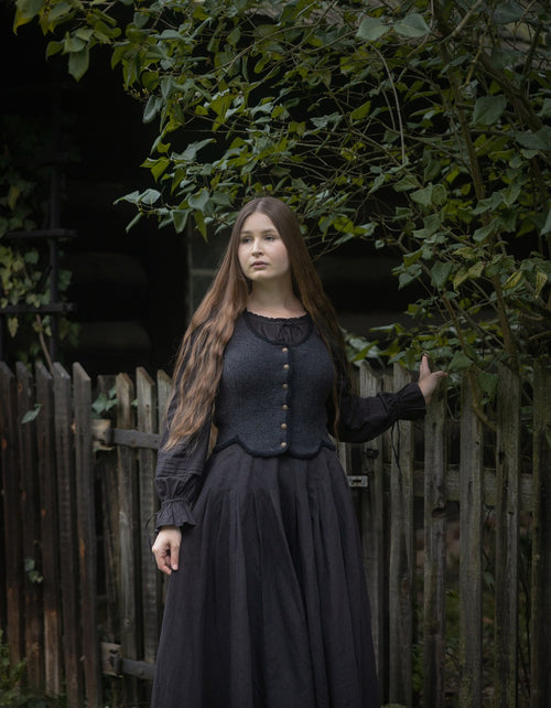 Veston tricoté 'Ilya' en pure laine noire anthracite