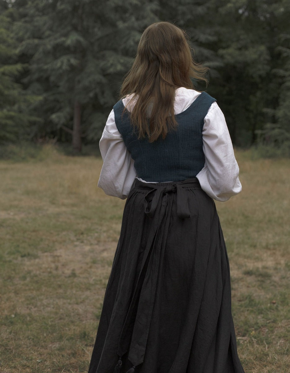 Jupe longue 'Vineta' en lin noir