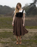'Vineta' linen midi skirt black