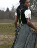 Jupe 'Vineta' midi en lin vert sauge