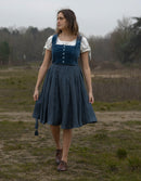 Jupe 'Vineta' midi en lin bleu skandi