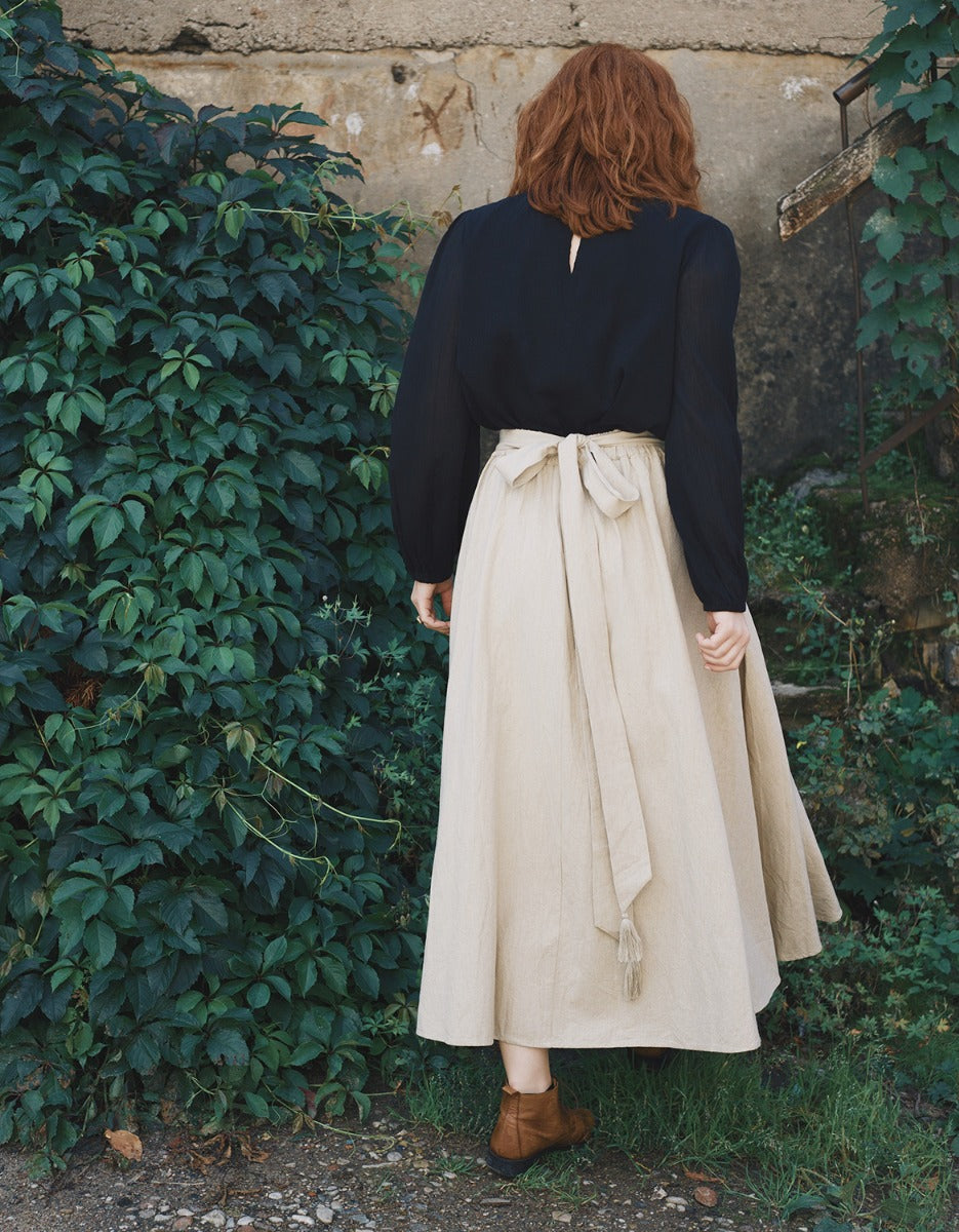 Jupe longue 'Vineta' en lin naturel
