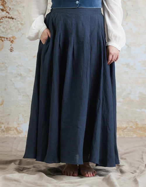 “Vineta” linen maxi skirt skandi blue
