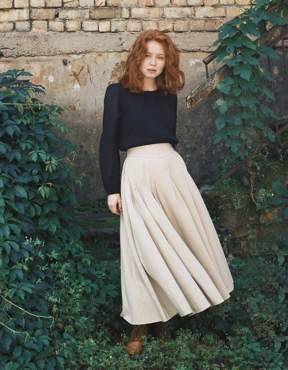 Jupe longue 'Vineta' en lin naturel