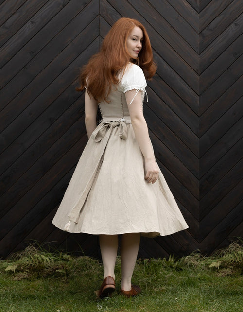Jupe 'Vineta' midi en lin naturel