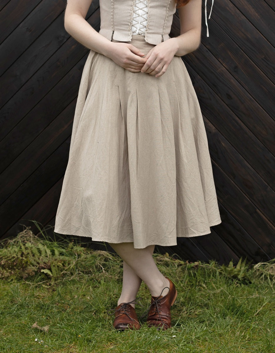 Jupe 'Vineta' midi en lin naturel