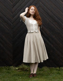 Jupe 'Vineta' midi en lin naturel