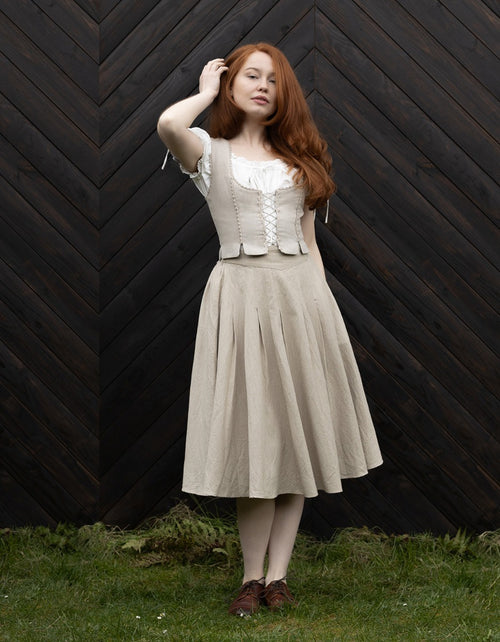 Jupe 'Vineta' midi en lin naturel
