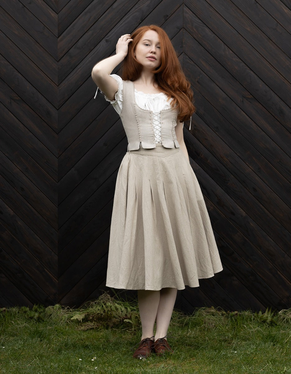 Jupe 'Vineta' midi en lin naturel