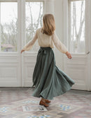 "Vineta" linen maxi skirt sage green