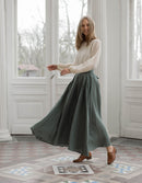 "Vineta" linen maxi skirt sage green