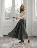 "Vineta" linen maxi skirt sage green