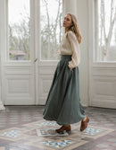 "Vineta" linen maxi skirt sage green