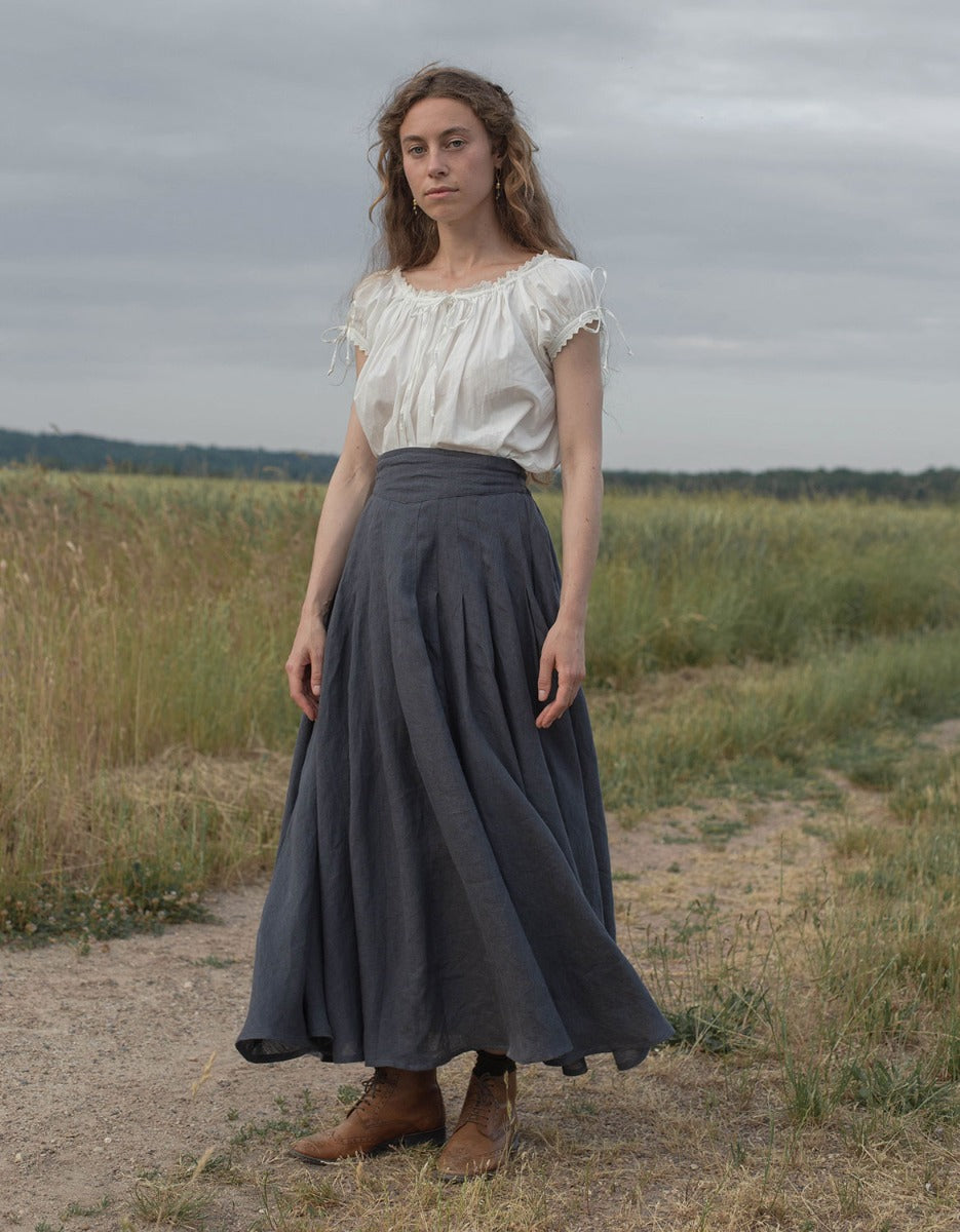 “Vineta” linen maxi skirt skandi blue