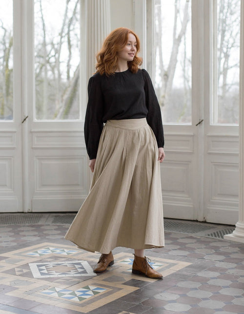 Jupe longue 'Vineta' en lin naturel
