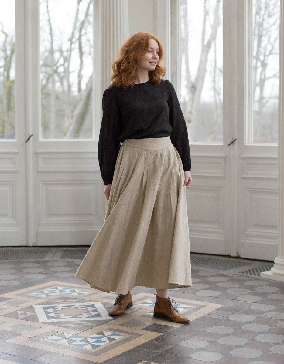 Jupe longue 'Vineta' en lin naturel