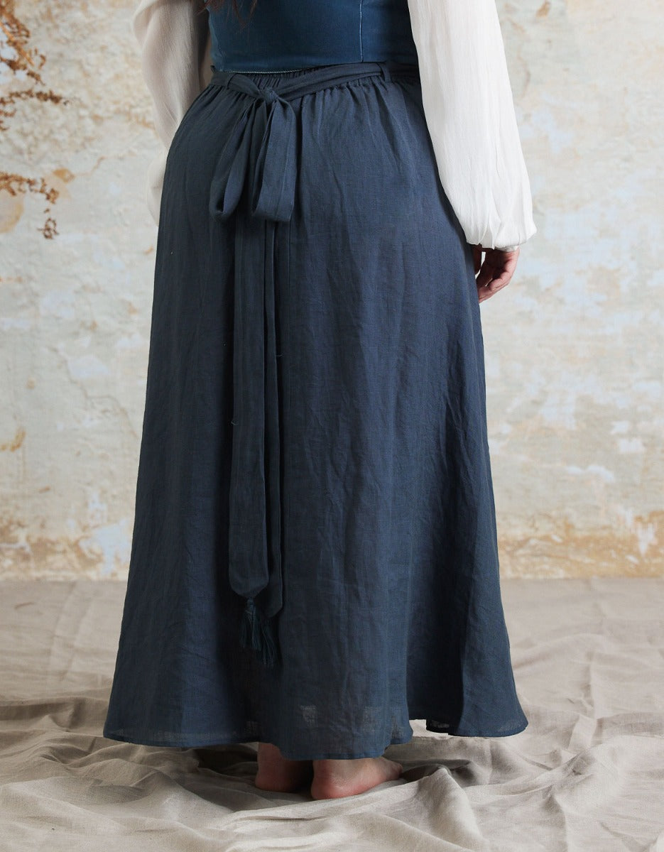 “Vineta” linen maxi skirt skandi blue