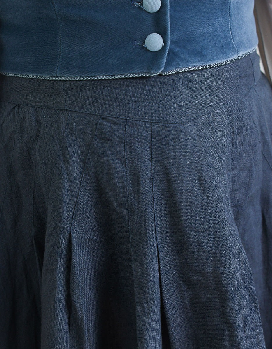 “Vineta” linen maxi skirt skandi blue
