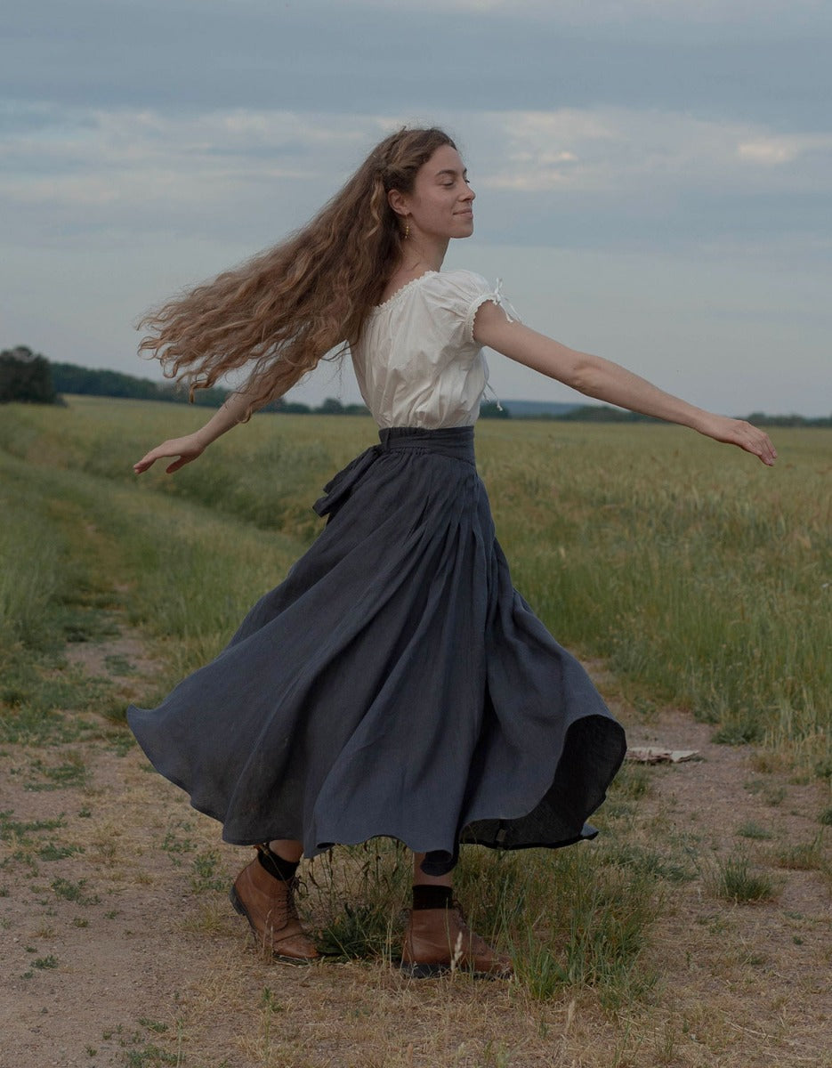 “Vineta” linen maxi skirt skandi blue