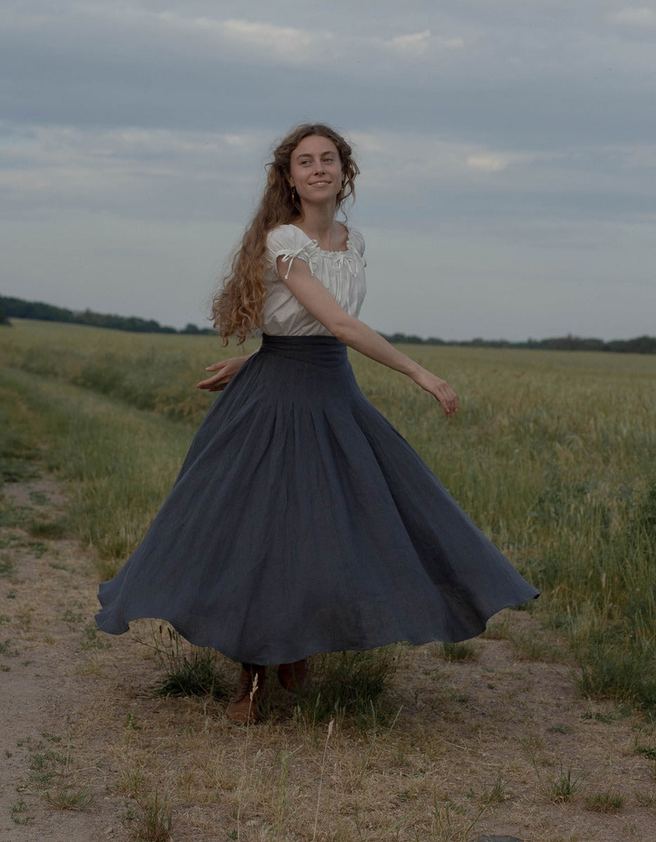 “Vineta” linen maxi skirt skandi blue