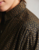 "Viola" black leaves cotton blouse