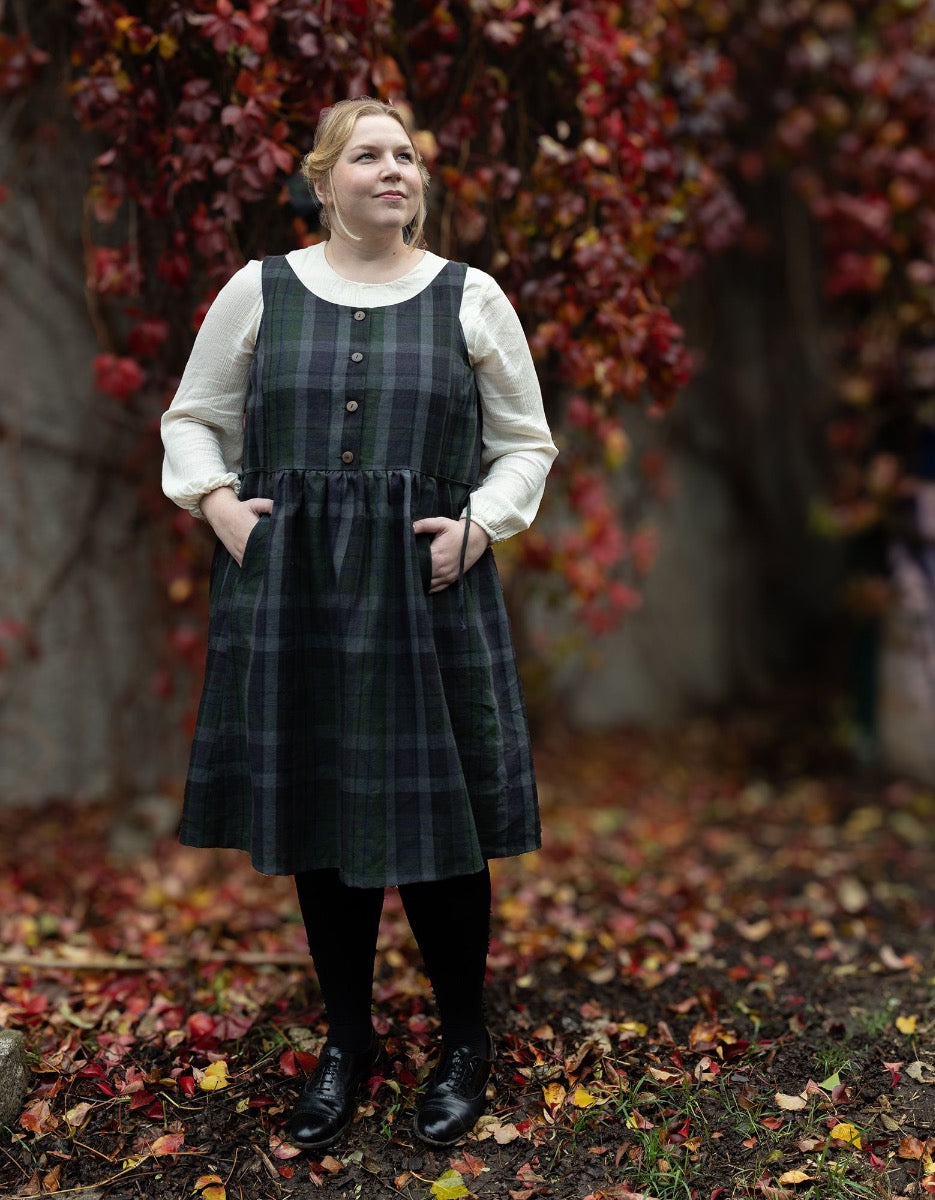 Vera Green Dress | Tartan Linen Dress