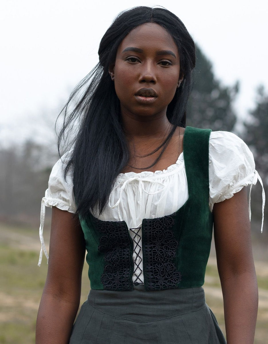 Bustier 'Daria' en velours vert lierre – voriagh - sisters from